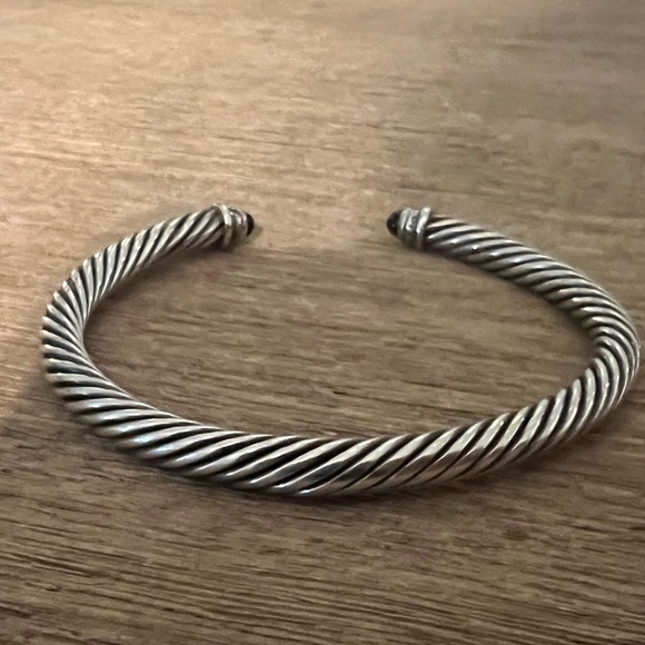 David Yurman Cable Bracelet Sterling Silver with Black Onyx & Diamonds, 4mm - Picture 2 of 5